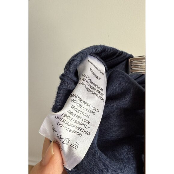 Quince 100% Linen European Tapered Ankle pant Deep Navy Relaxed Lagenlook XL - Picture 8 of 10